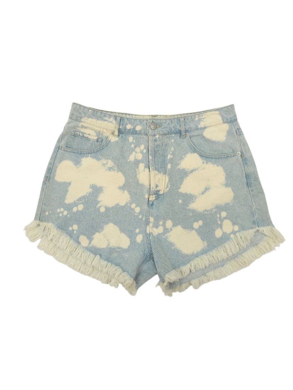 Wild Fable Denim Shorts 10 Bleach Dye Festival Grunge High Rise Frayed Fringe